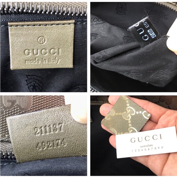 Authentic Gucci khaki green coated monogram canvas tote bag - Picture 12 of 16